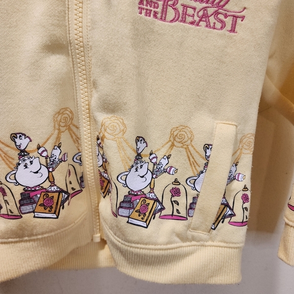 Disney Bella Beauty and The Beast Yellow Hooded zip up sweater size 3T - Picture 4 of 10